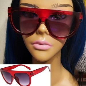 ❤Red Wine🕶Flat🕶Top Sunglasses❤